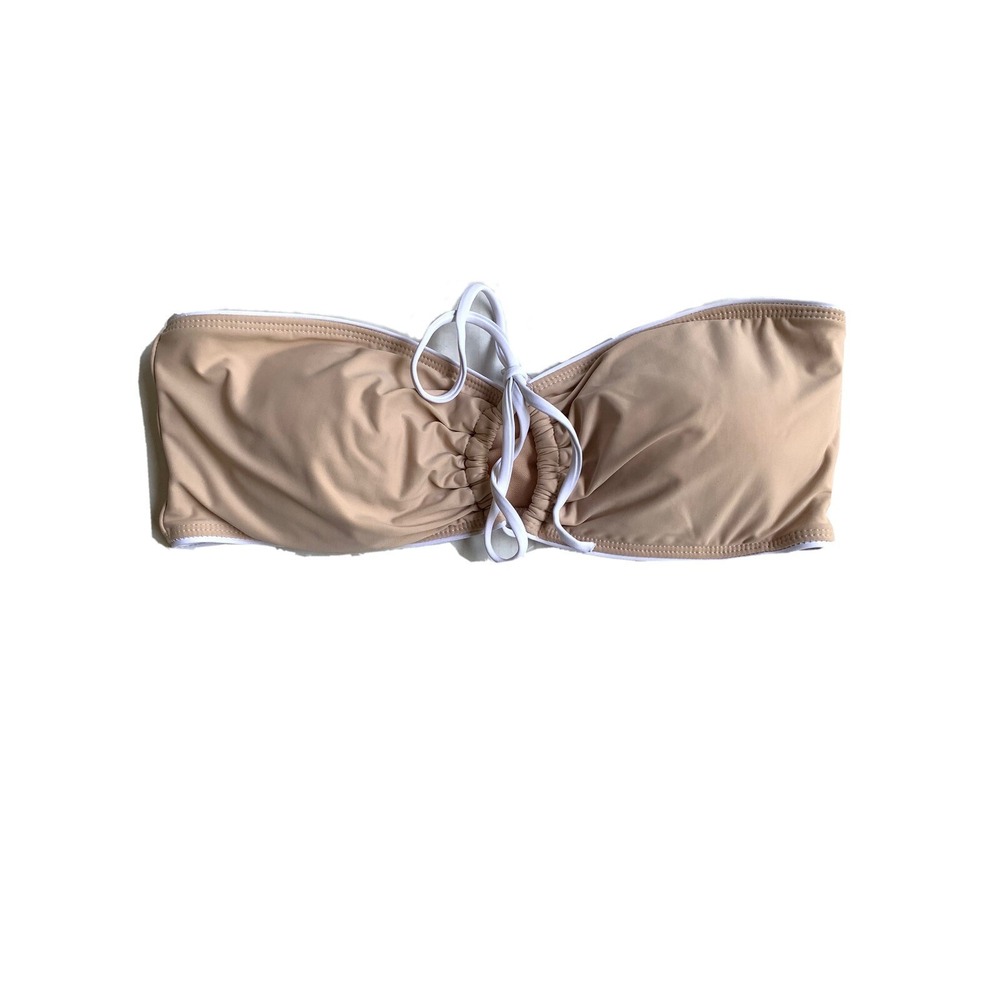 Gianni Bini Bikini Top Large Nude Tan White‎ Tube Top Strapless